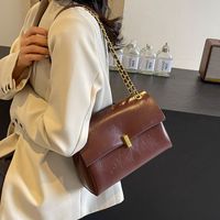Women's Medium Pu Leather Solid Color Vintage Style Streetwear Square Lock Clasp Shoulder Bag Crossbody Bag main image 5