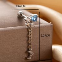 1 Piece Casual French Style Korean Style Moon Heart Shape Crown Chain Inlay Copper Zircon Drop Earrings Ear Studs sku image 2