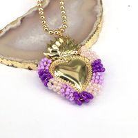 Copper 18K Gold Plated Vintage Style Heart Shape Pendant Necklace sku image 2