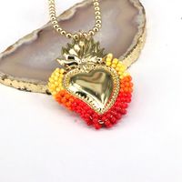 Copper 18K Gold Plated Vintage Style Heart Shape Pendant Necklace sku image 1