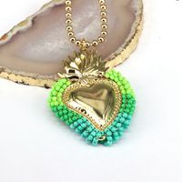 Copper 18K Gold Plated Vintage Style Heart Shape Pendant Necklace sku image 4