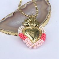 Copper 18K Gold Plated Vintage Style Heart Shape Pendant Necklace sku image 6