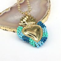 Copper 18K Gold Plated Vintage Style Heart Shape Pendant Necklace sku image 7