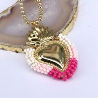 Copper 18K Gold Plated Vintage Style Heart Shape Pendant Necklace sku image 9