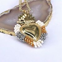 Copper 18K Gold Plated Vintage Style Heart Shape Pendant Necklace sku image 8