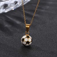 304 Stainless Steel 18K Gold Plated Simple Style Football Pendant Necklace main image 4