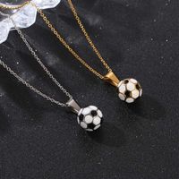 304 Stainless Steel 18K Gold Plated Simple Style Football Pendant Necklace main image 5