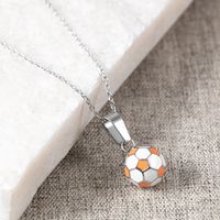 304 Stainless Steel 18K Gold Plated Simple Style Football Pendant Necklace sku image 1