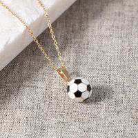 304 Stainless Steel 18K Gold Plated Simple Style Football Pendant Necklace sku image 6