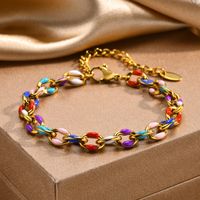 Beach Tropical Geometric 201 Stainless Steel 18K Gold Plated Bracelets In Bulk main image 7