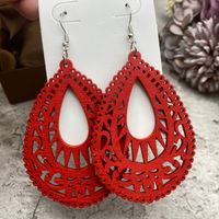 1 Pair Casual Retro Simple Style Water Droplets Stoving Varnish Wood Drop Earrings main image 4