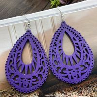 1 Pair Casual Retro Simple Style Water Droplets Stoving Varnish Wood Drop Earrings main image 5