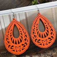 1 Pair Casual Retro Simple Style Water Droplets Stoving Varnish Wood Drop Earrings main image 3