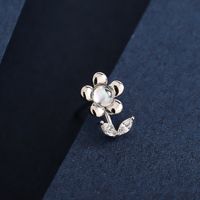 1 Pair Simple Style Korean Style Sunflower Plating Inlay Sterling Silver Zircon 14K Gold Plated Ear Studs main image 4