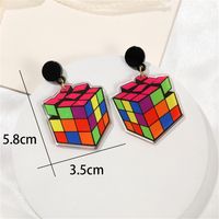 1 Pair Casual Vacation Tape Rubik'S Cube Printing Arylic Drop Earrings main image 7