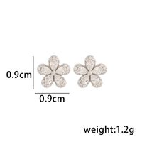 1 Pair Lady Classic Style Solid Color Flower Plating Inlay Sterling Silver Zircon 14K Gold Plated Ear Studs main image 8