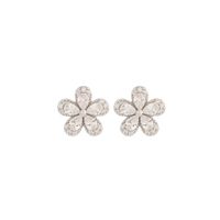 1 Pair Lady Classic Style Solid Color Flower Plating Inlay Sterling Silver Zircon 14K Gold Plated Ear Studs main image 7