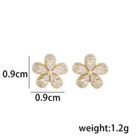 1 Pair Lady Classic Style Solid Color Flower Plating Inlay Sterling Silver Zircon 14K Gold Plated Ear Studs main image 9
