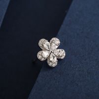 1 Pair Lady Classic Style Solid Color Flower Plating Inlay Sterling Silver Zircon 14K Gold Plated Ear Studs main image 4