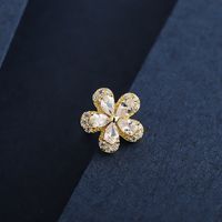 1 Pair Lady Classic Style Solid Color Flower Plating Inlay Sterling Silver Zircon 14K Gold Plated Ear Studs main image 5