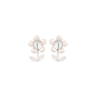 1 Pair Simple Style Korean Style Sunflower Plating Inlay Sterling Silver Zircon 14K Gold Plated Ear Studs main image 6