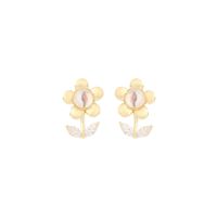 1 Pair Simple Style Korean Style Sunflower Plating Inlay Sterling Silver Zircon 14K Gold Plated Ear Studs main image 7
