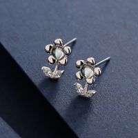 1 Pair Simple Style Korean Style Sunflower Plating Inlay Sterling Silver Zircon 14K Gold Plated Ear Studs main image 2