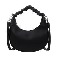 Women's Medium Pu Leather Solid Color Classic Style Streetwear Dumpling Shape Zipper Shoulder Bag Crossbody Bag sku image 1