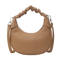 Women's Medium Pu Leather Solid Color Classic Style Streetwear Dumpling Shape Zipper Shoulder Bag Crossbody Bag sku image 5