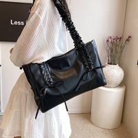 Women's Pu Leather Solid Color Basic Square Zipper Tote Bag sku image 1