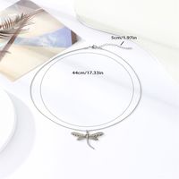 304 Stainless Steel Simple Style Commute Dragonfly Pendant Necklace main image 2