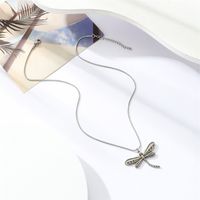 304 Stainless Steel Simple Style Commute Dragonfly Pendant Necklace main image 3