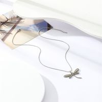 304 Stainless Steel Simple Style Commute Dragonfly Pendant Necklace main image 4