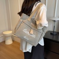 Women's Canvas Letter Solid Color Basic Square Zipper Tote Bag sku image 3