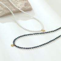Einfacher Stil Klassischer Stil Runden Imitationsperle Perlen Überzug 18 Karat Vergoldet Frau Halskette main image 1