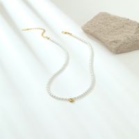 Einfacher Stil Klassischer Stil Runden Imitationsperle Perlen Überzug 18 Karat Vergoldet Frau Halskette main image 5