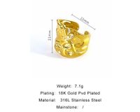 Stainless Steel 18K Gold Plated Vacation Classic Style Plating Solid Color Open Rings main image 4