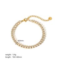 304 Stainless Steel 18K Gold Plated IG Style Simple Style Shiny Inlay Rectangle Zircon Bracelets Earrings Necklace main image 3
