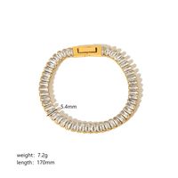 304 Stainless Steel 18K Gold Plated IG Style Simple Style Shiny Inlay Rectangle Zircon Bracelets Earrings Necklace main image 2