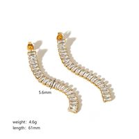 304 Stainless Steel 18K Gold Plated IG Style Simple Style Shiny Inlay Rectangle Zircon Bracelets Earrings Necklace sku image 1