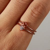 Wholesale Elegant Princess Heart Shape Crown Carrot Copper Plating Inlay Rose Gold Plated Zircon Open Rings main image 5