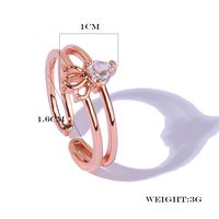 Wholesale Elegant Princess Heart Shape Crown Carrot Copper Plating Inlay Rose Gold Plated Zircon Open Rings main image 2