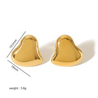 304 Stainless Steel 18K Gold Plated Cute Simple Style Polishing Heart Shape Rings Earrings sku image 1