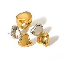 304 Stainless Steel 18K Gold Plated Cute Simple Style Polishing Heart Shape Rings Earrings main image 8