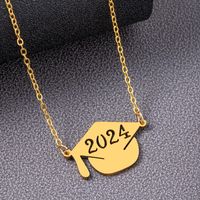 304 Stainless Steel Preppy Style Classic Style Hollow Out Doctoral Cap Pendant Necklace main image 4