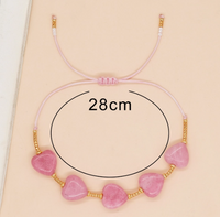 Fairy Style Heart Shape Artificial Gemstones Alloy Rope Women's Drawstring Bracelets main image 2