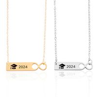 304 Stainless Steel Preppy Style Simple Style Doctoral Cap Number Pendant Necklace main image 4
