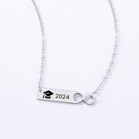 304 Stainless Steel Preppy Style Simple Style Doctoral Cap Number Pendant Necklace main image 6