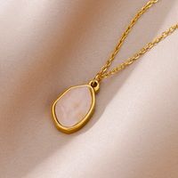 304 Stainless Steel 18K Gold Plated Casual Plating Inlay Solid Color Natural Stone Pendant Necklace main image 6