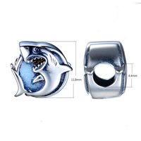 1 Piece Diameter 11.8mm Hole 4~4.9mm Sterling Silver Rhodium Plated Irregular Shark Whale Polished Beads main image 2